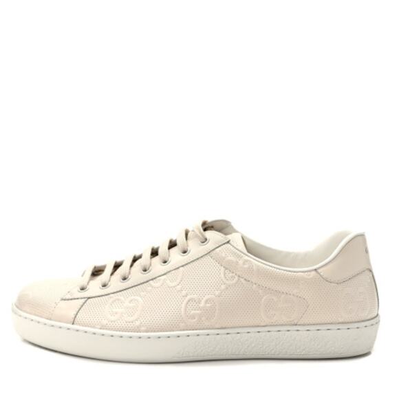 Gucci 'Gg Ace' White Leather Embossed Sneaker Size 10 - Picture 1 of 5